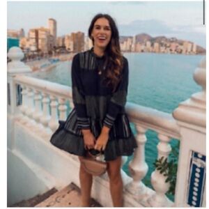 Zara Black and Gray Striped Dress